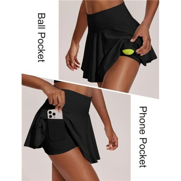 Womens Pleated Tennis Skirt Skort High Waist Athletic Golf Skirt with Pockets - Picture 2 of 7